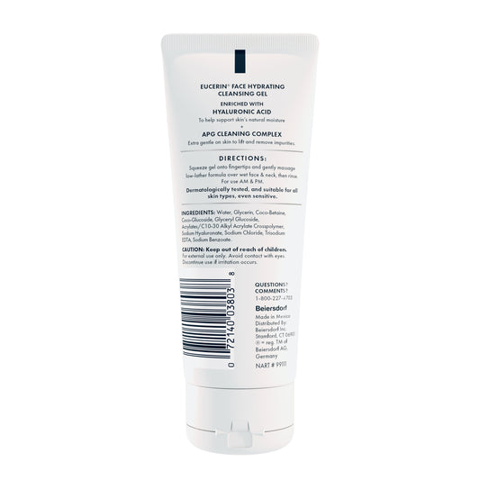 Eucerin Travel Size Gentle Hydrating Face Cleansing Gel + Hyaluronic Acid