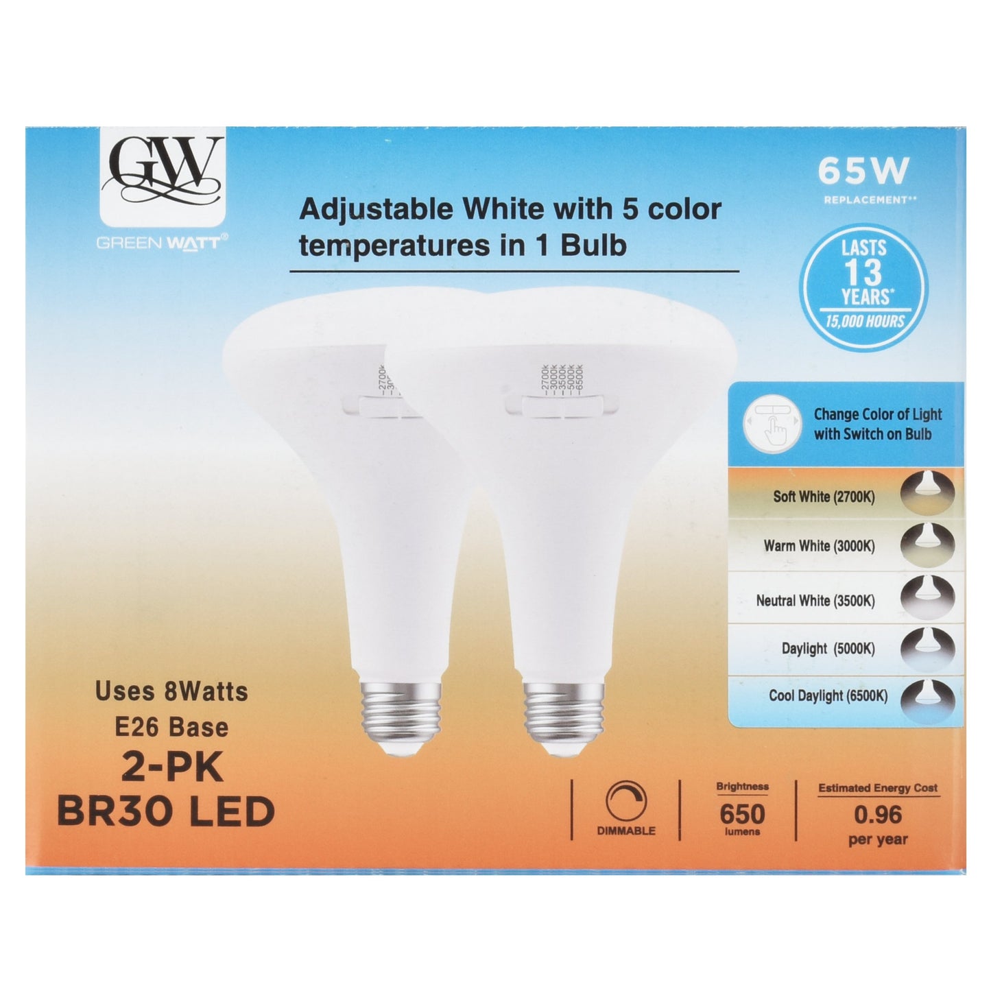 Green Watt Dimmable LED 65 Watt BR30 Light Bulb