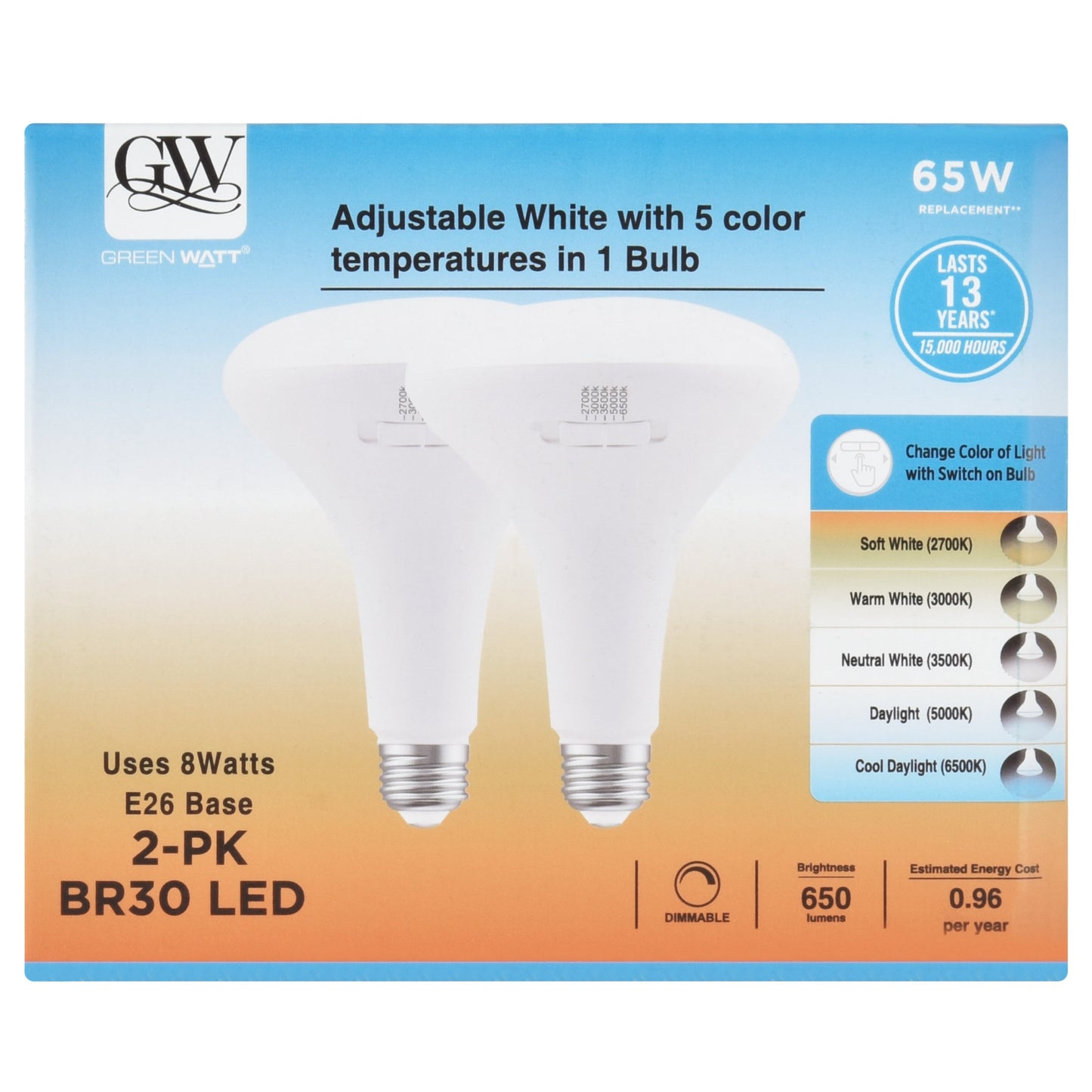 Green Watt Dimmable LED 65 Watt BR30 Light Bulb