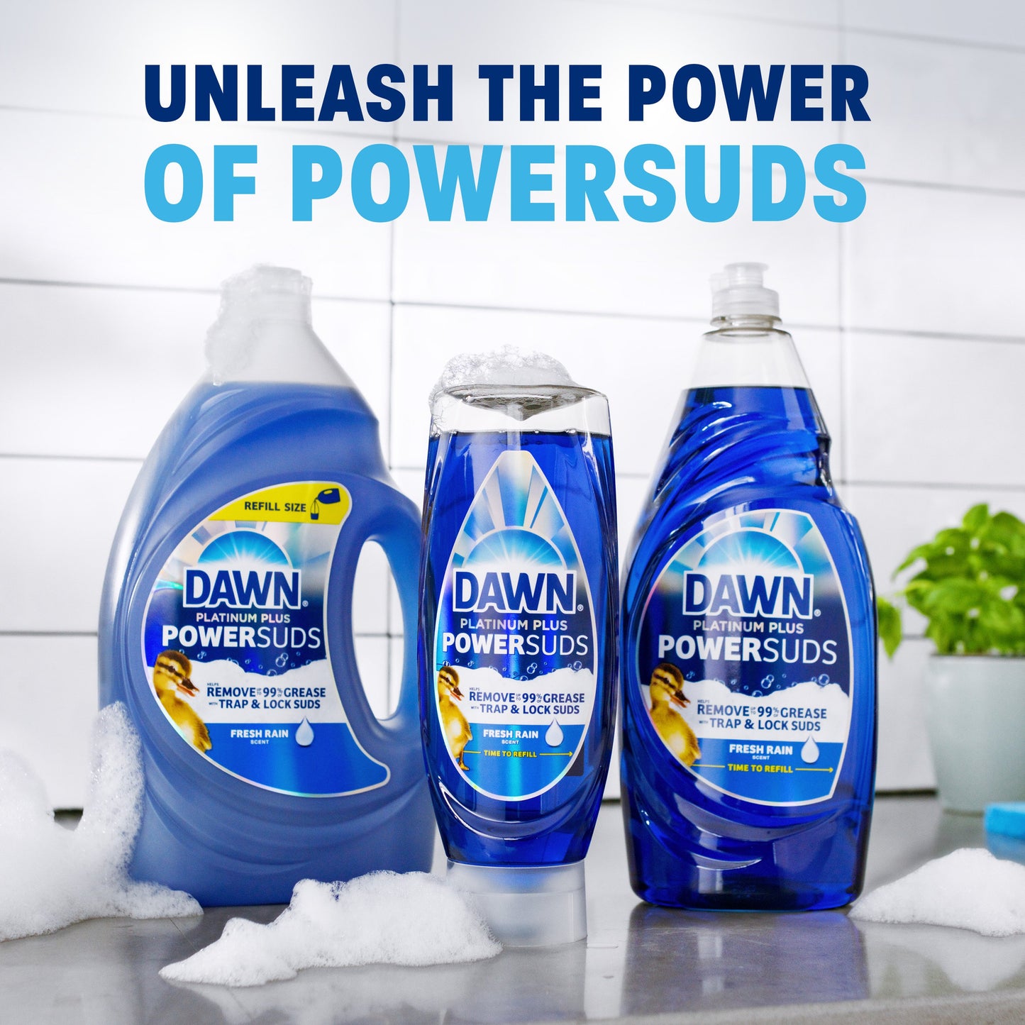 Dawn Platinum Plus PowerSuds Liquid Dish Soap - Fresh Rain Scent