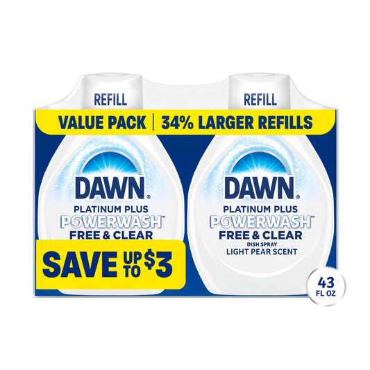 Dawn Powerwash Free & Clear Spray Dish Soap Refills - Light Pear Scent