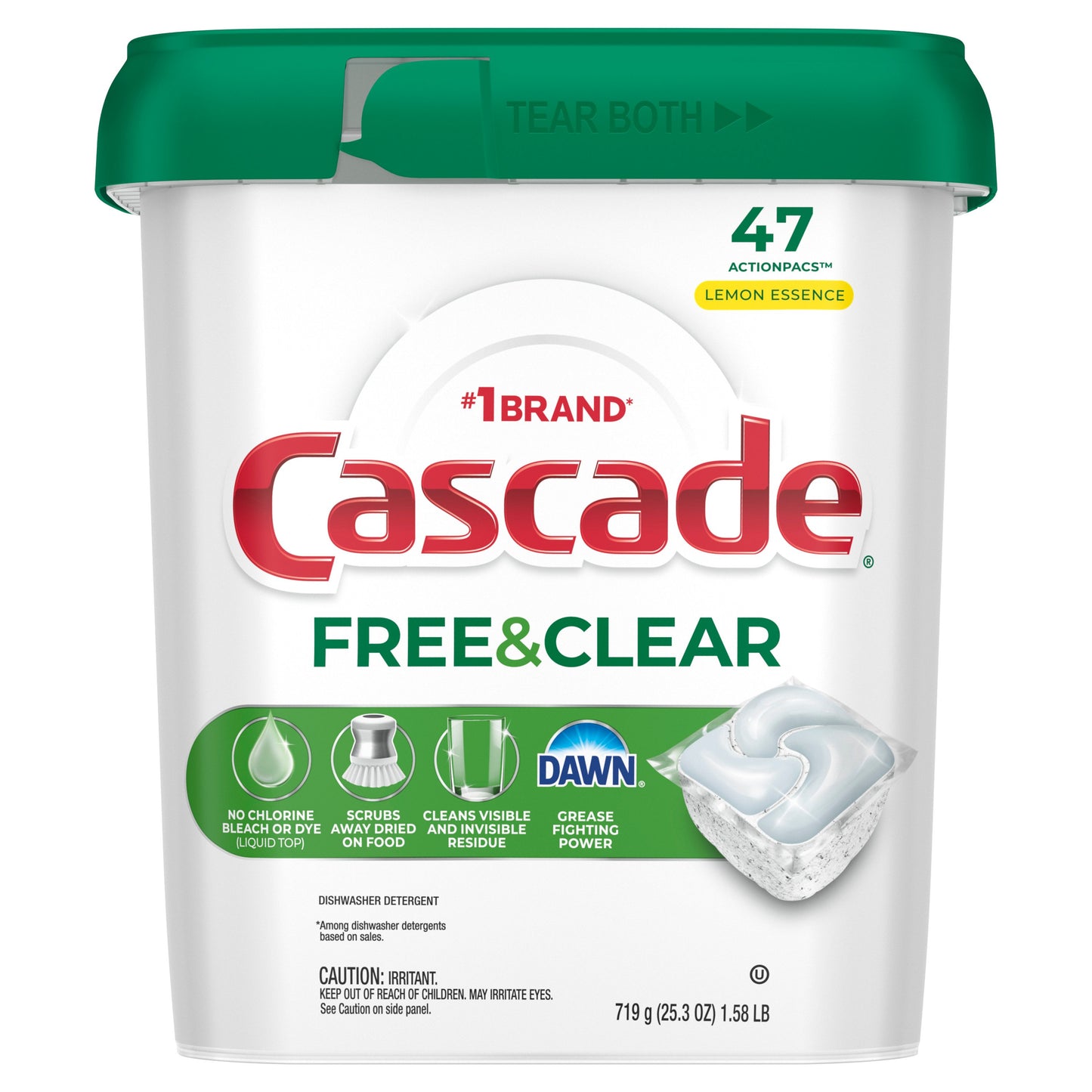 Cascade Free & Clear Dishwasher Pods - Lemon Essence Scent