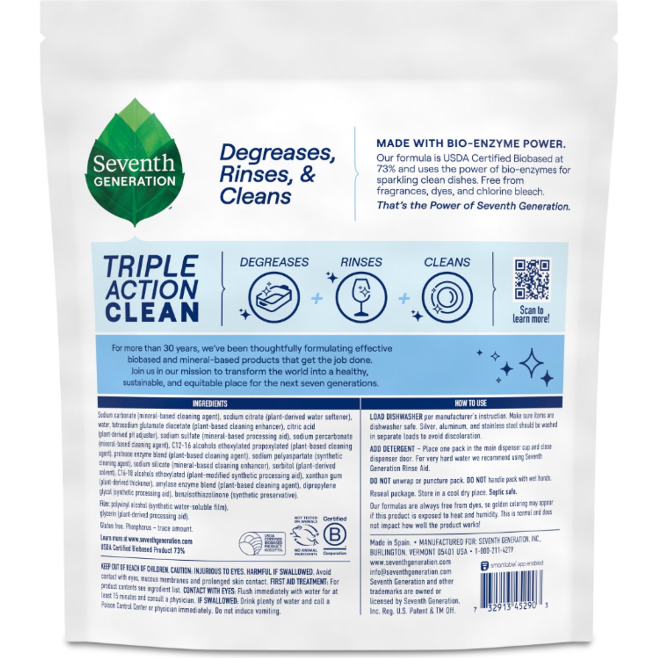 Seventh Generation Triple Action Auto Dishwasher Packs - Fresh & Clear