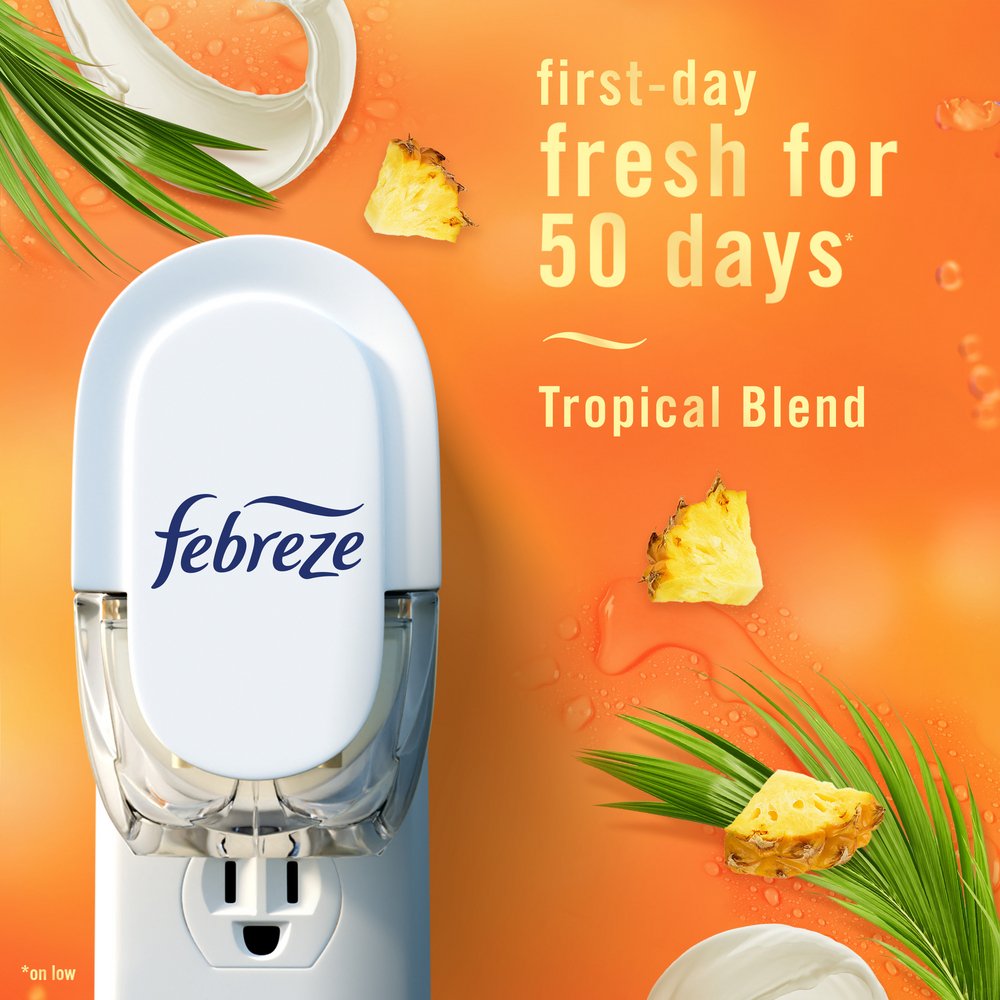 Febreze Luxe Plug In Air Freshener Odor-Fighting Scented Oil Refill - Tropical Blend