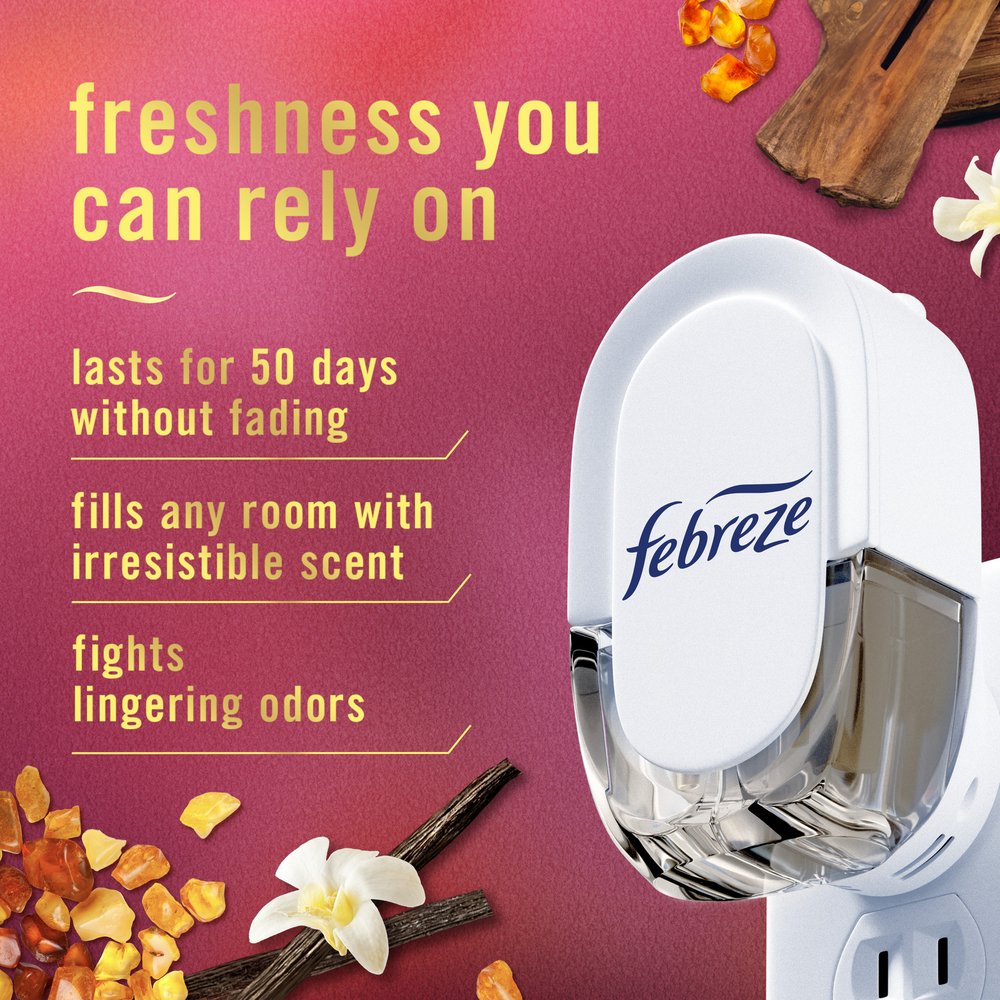 Febreze Luxe Plug In Air Freshener Odor-Fighting Scented Oil Refill - Vanilla Suede