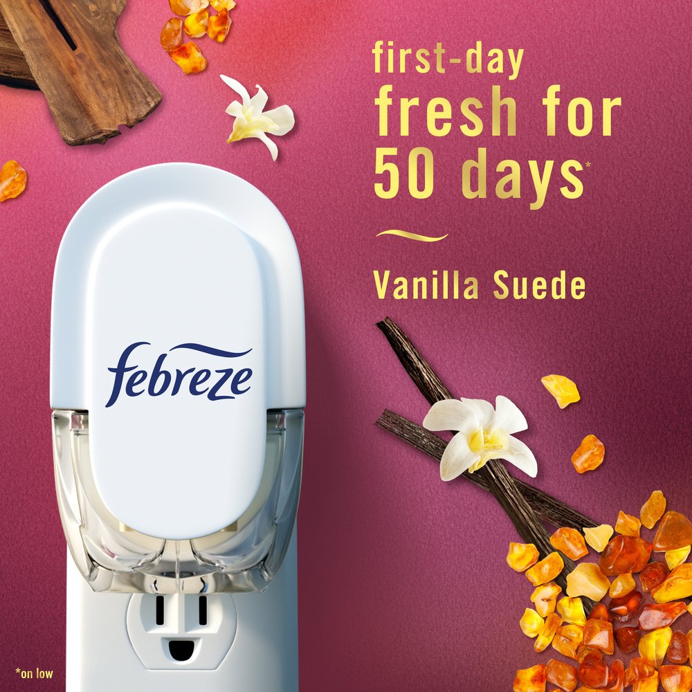 Febreze Luxe Plug In Air Freshener Odor-Fighting Scented Oil Refill - Vanilla Suede