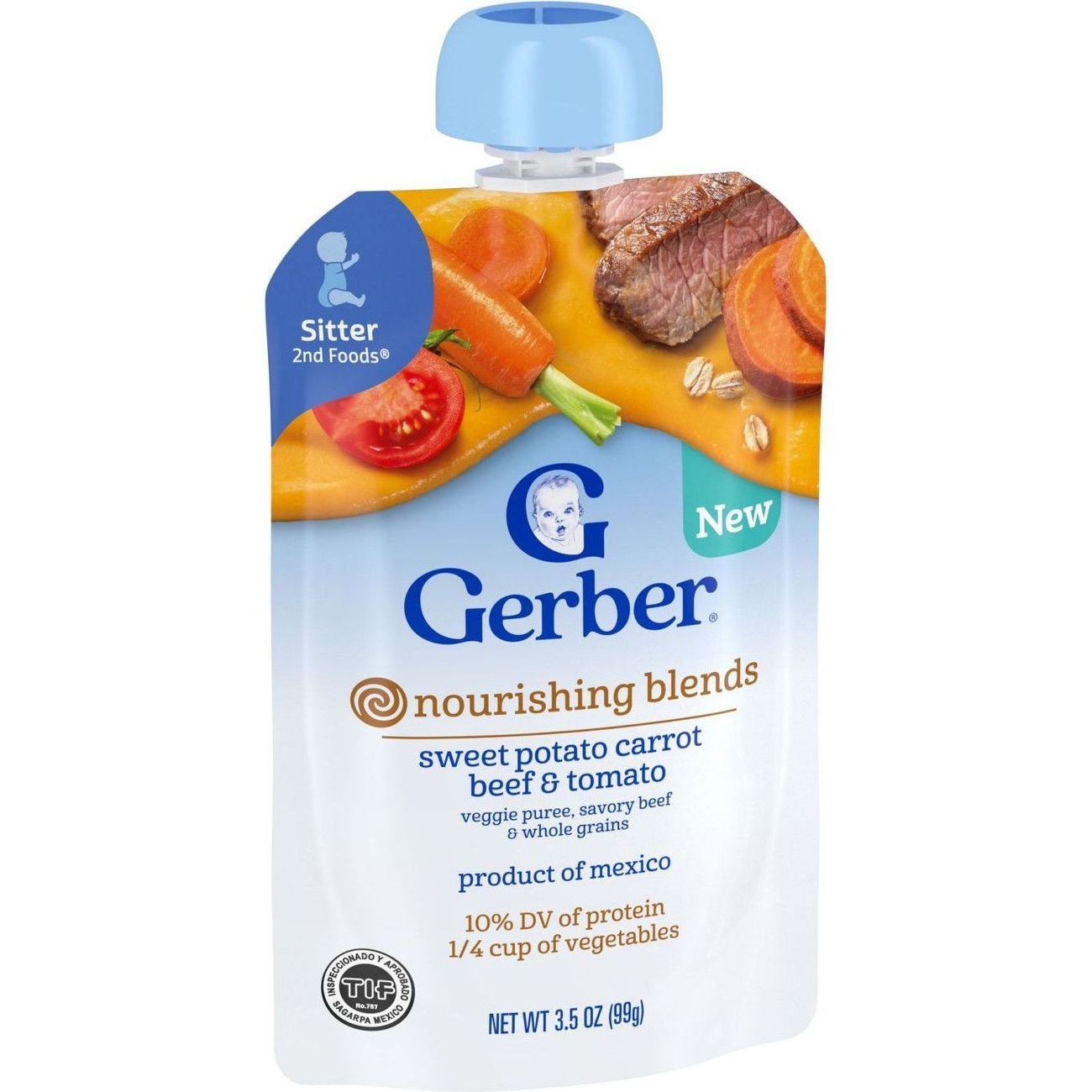 Gerber Baby Food Pouch - Sweet Potato Carrot Beef & Tomato