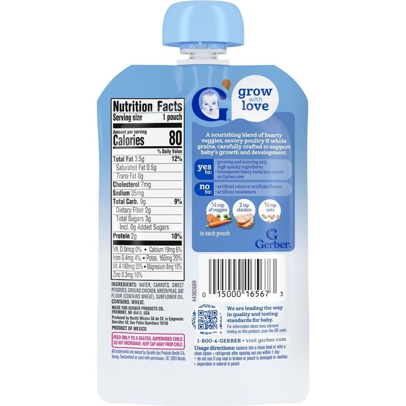 Gerber Baby Food Pouch - Carrot Sweet Potato Chicken & Peas