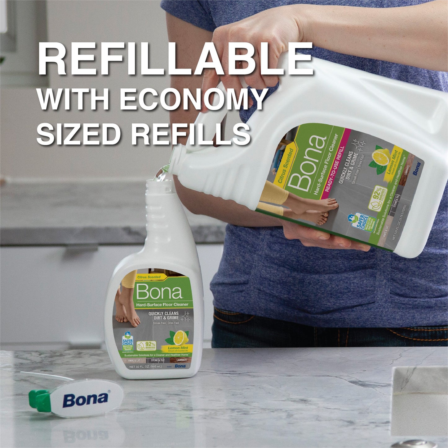 Bona Hard Surface Floor Spray Cleaner - Lemon Mint