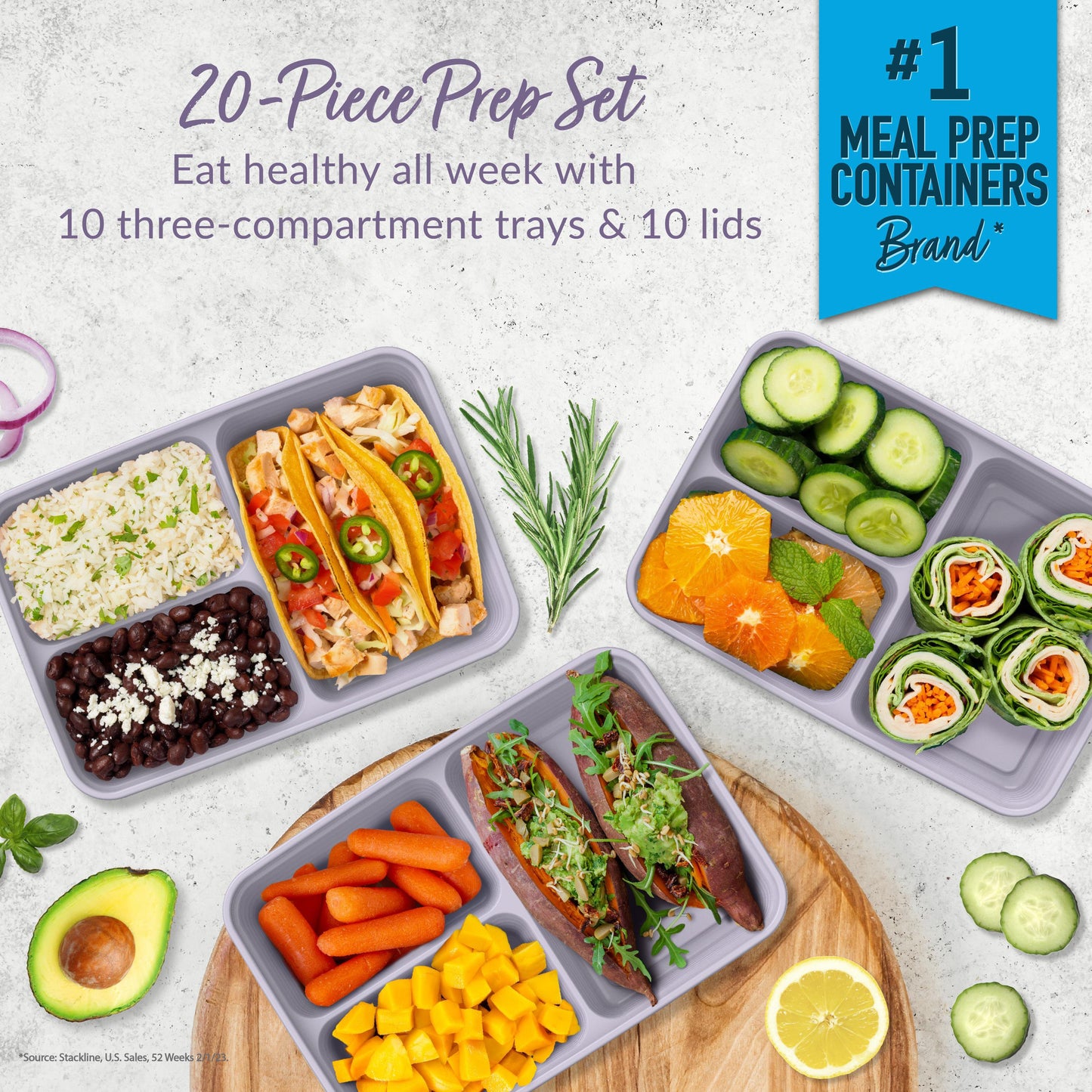 Bentgo Prep 3 Compartment Container - Lilac