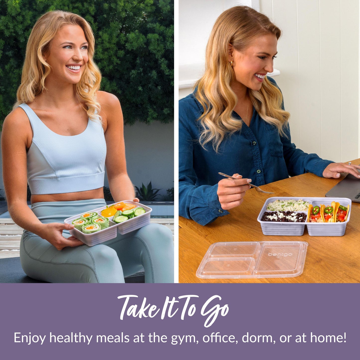 Bentgo Prep 3 Compartment Container - Lilac