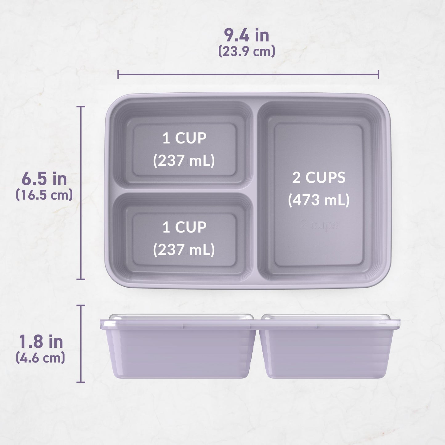 Bentgo Prep 3 Compartment Container - Lilac
