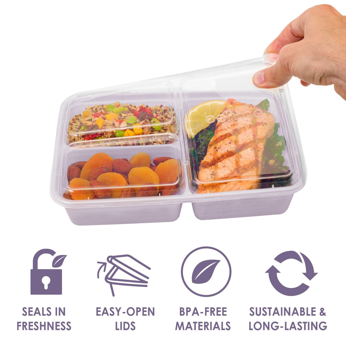 Bentgo Prep 3 Compartment Container - Lilac