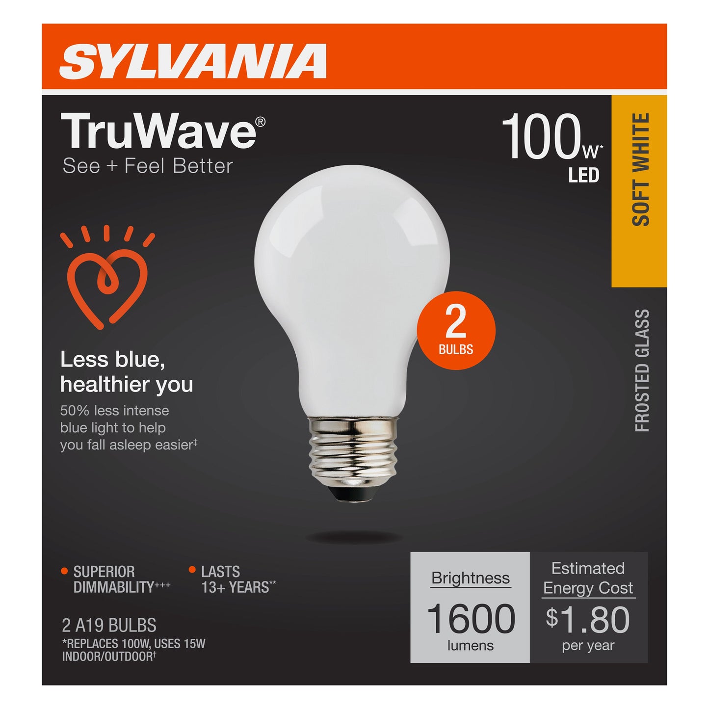 SYLVANIA A19 100 Watt  LED TruWave Frost Soft White Bulbs