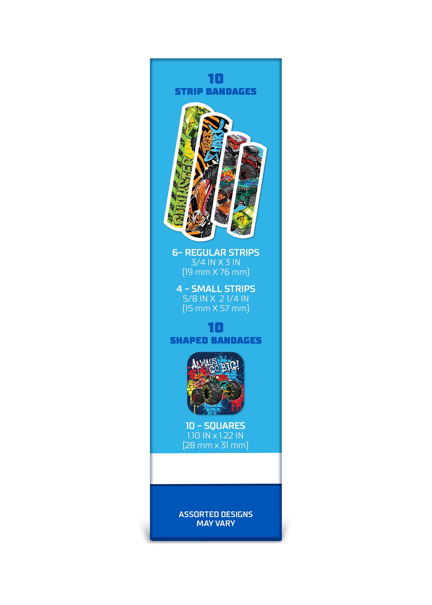 Hot Wheels Monster Trucks Antibacterial Bandages - Assorted Sizes
