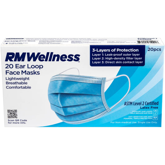 RM Wellness Disposable Ear Loop 3 Layer Face Masks