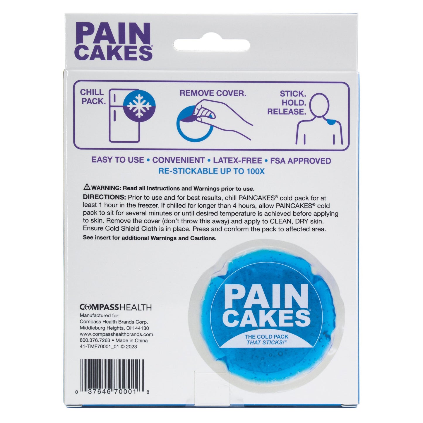 Pain Cakes Re-Stickable Pain Relief Large Cold Pack