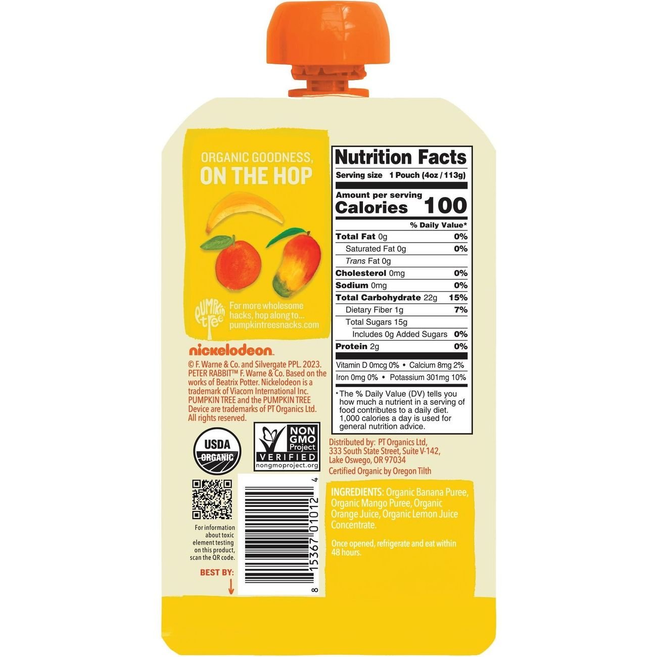 Pumpkin Tree Organics Fruit Puree - Banana Mango & Orange