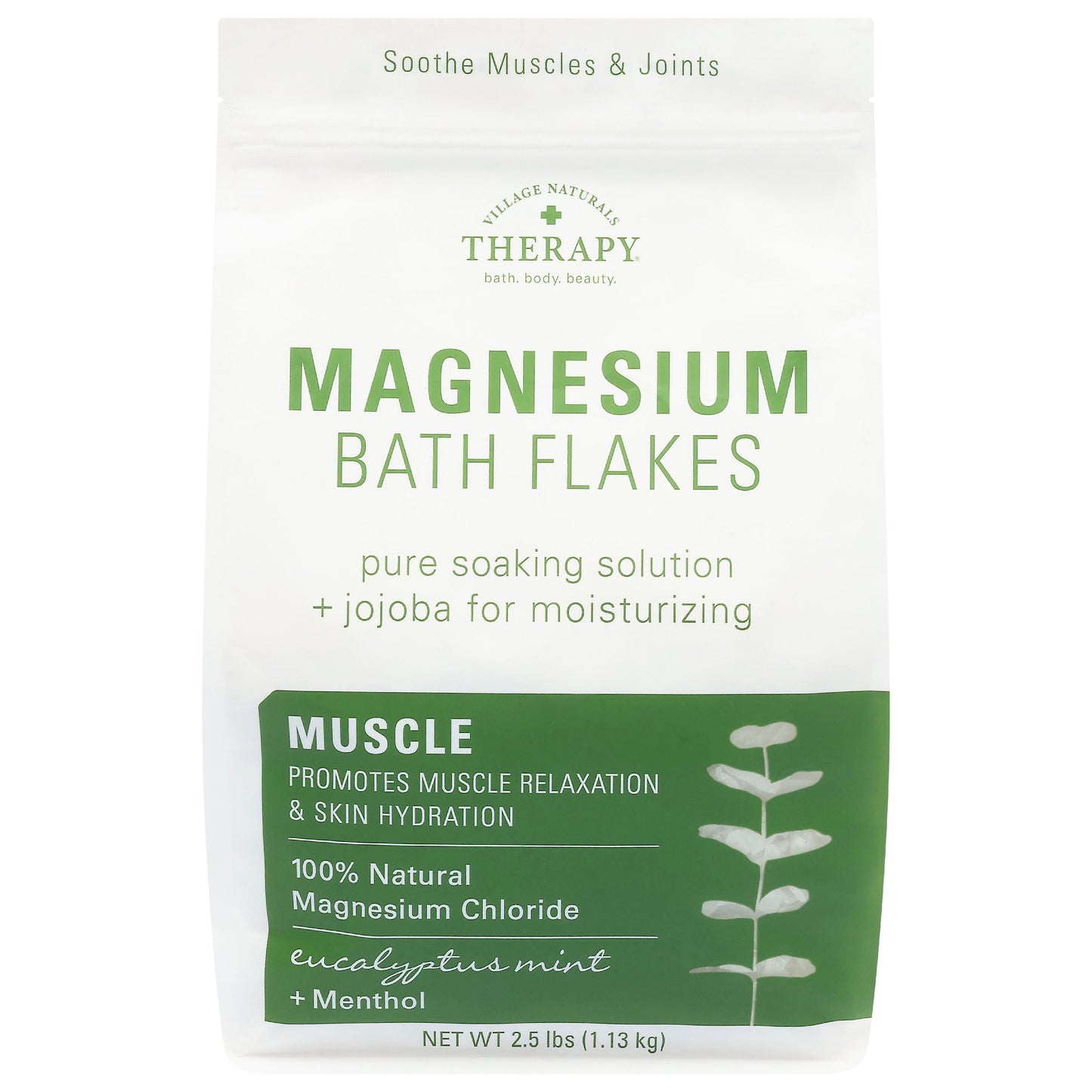 Village Naturals Therapy Magnesium Muscle Relief Soaking Solution Bath Flakes