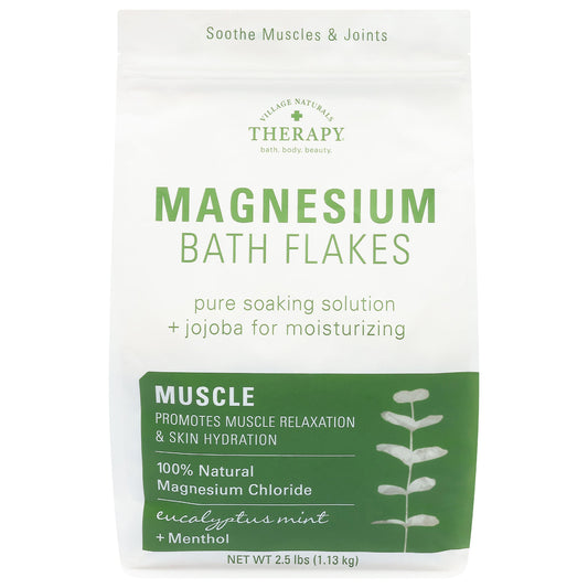 Village Naturals Therapy Magnesium Muscle Relief Soaking Solution Bath Flakes