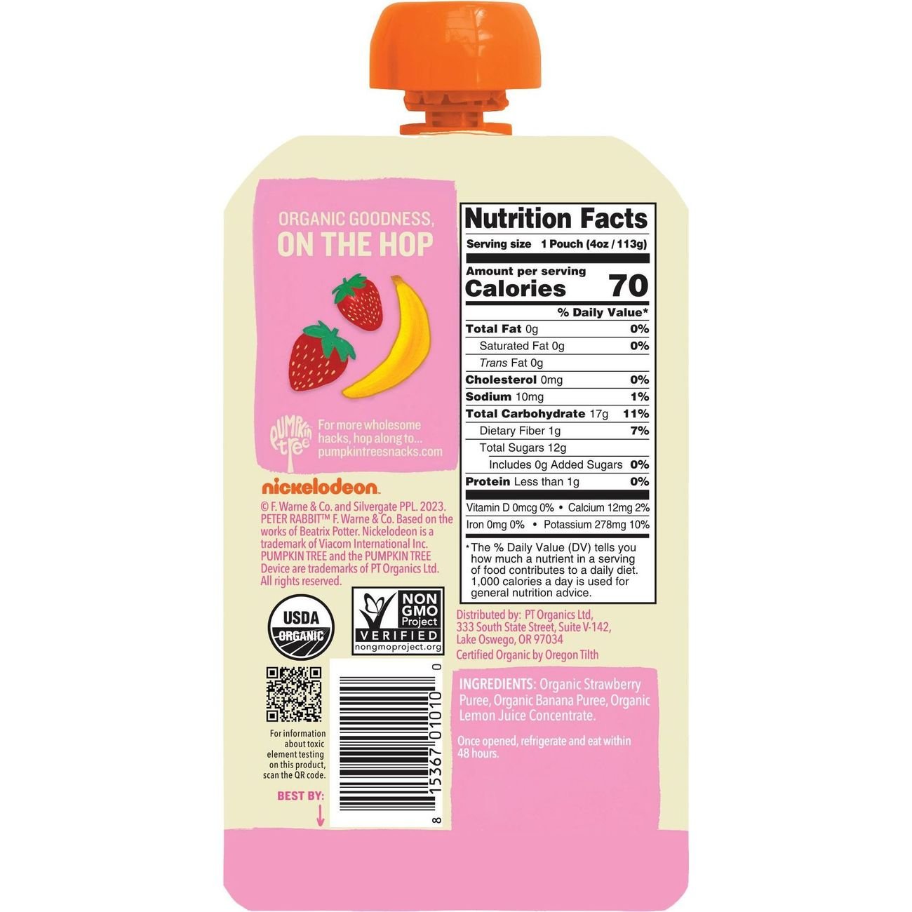 Pumpkin Tree Organics Fruit Puree - Strawberry & Banana