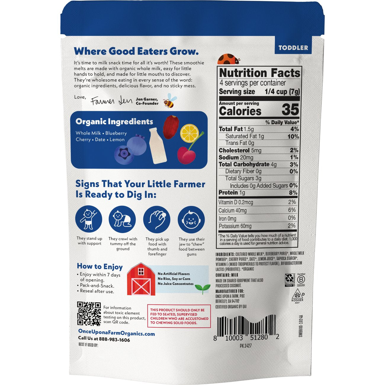 Once Upon a Farm Organic Smoothie Melts Blueberry Burst