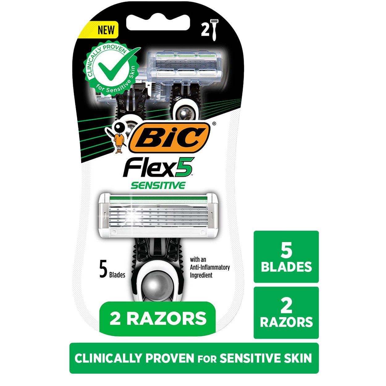 BIC Flex 5-Blade Sensitive Disposable Razors