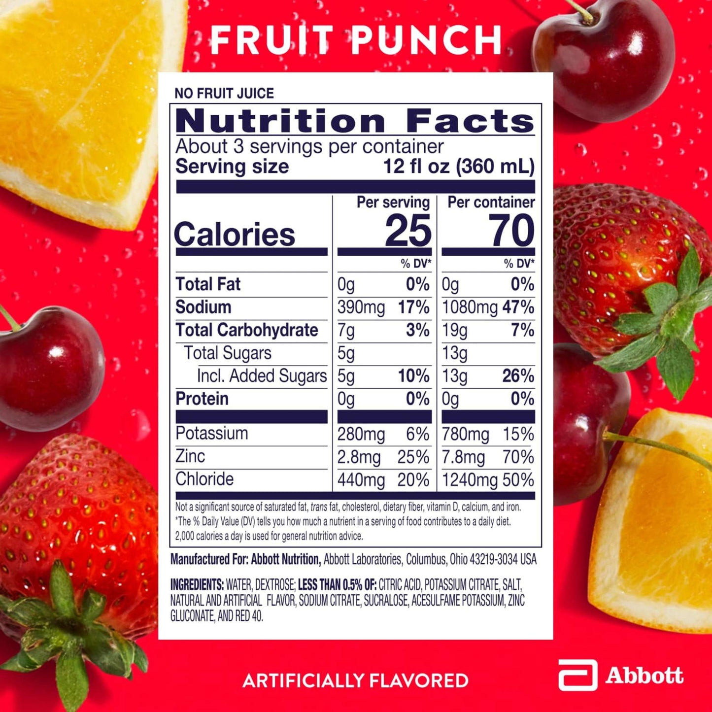 Pedialyte Electrolyte Solution Drink - Fruit Punch