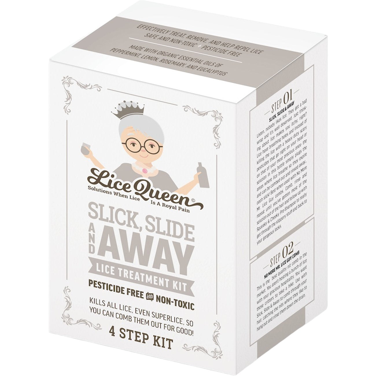 Lice Queen Non-Toxic Slick, Slide & Away Lice Treatment Kit & Nit Comb