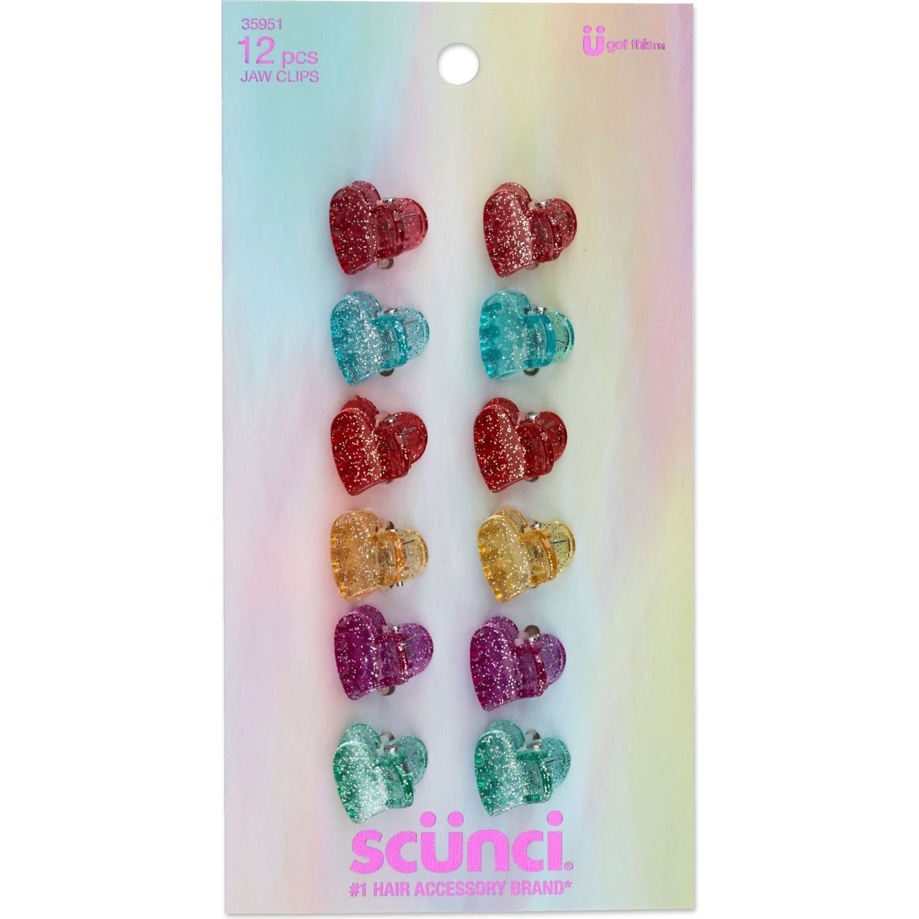 Scunci Kids Glitter Mini Hearts Claw Hair Clips - Variety Pack