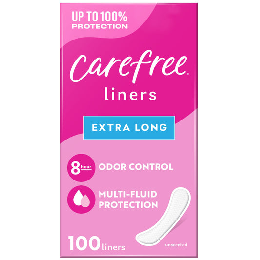 Carefree 8 Hour Odor Control Regular Panty Liners  - Extra Long, Unscented
