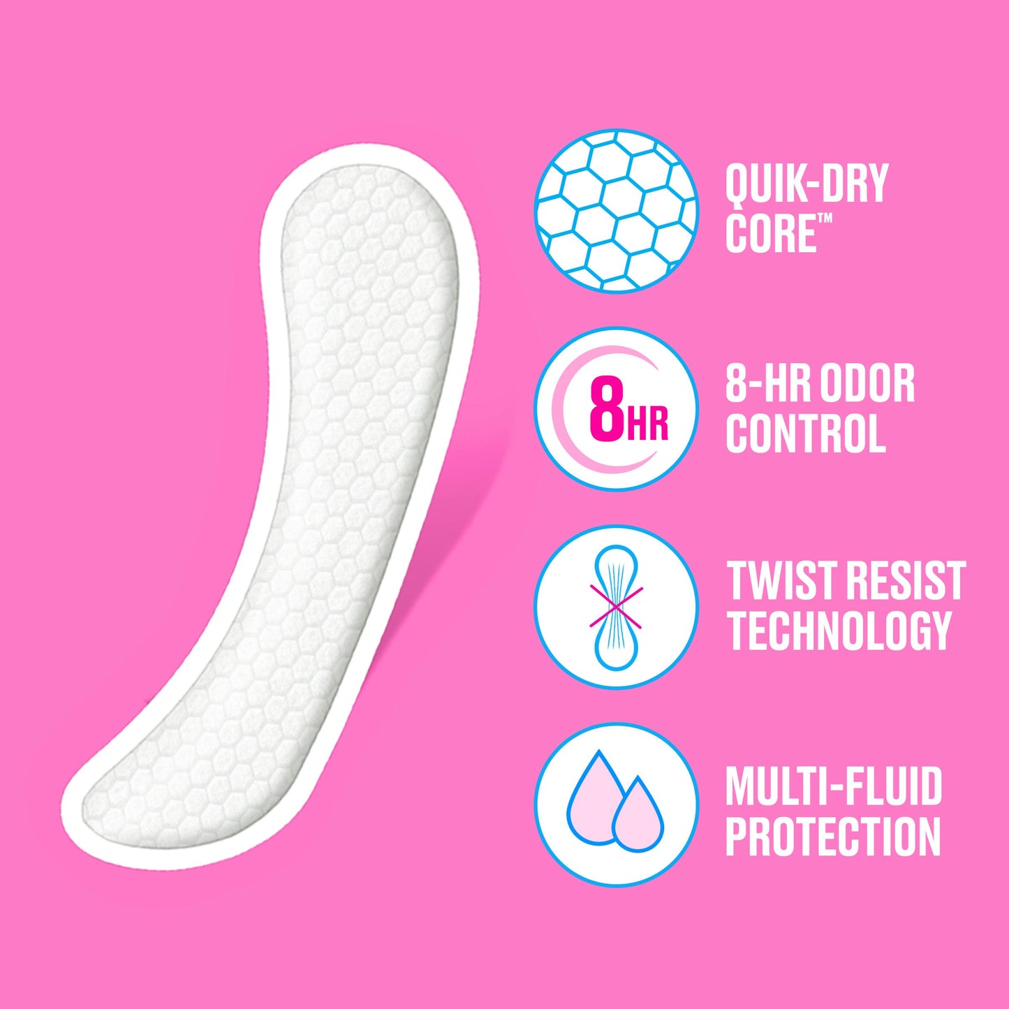 Carefree 8 Hour Odor Control Regular Panty Liners  - Extra Long, Unscented