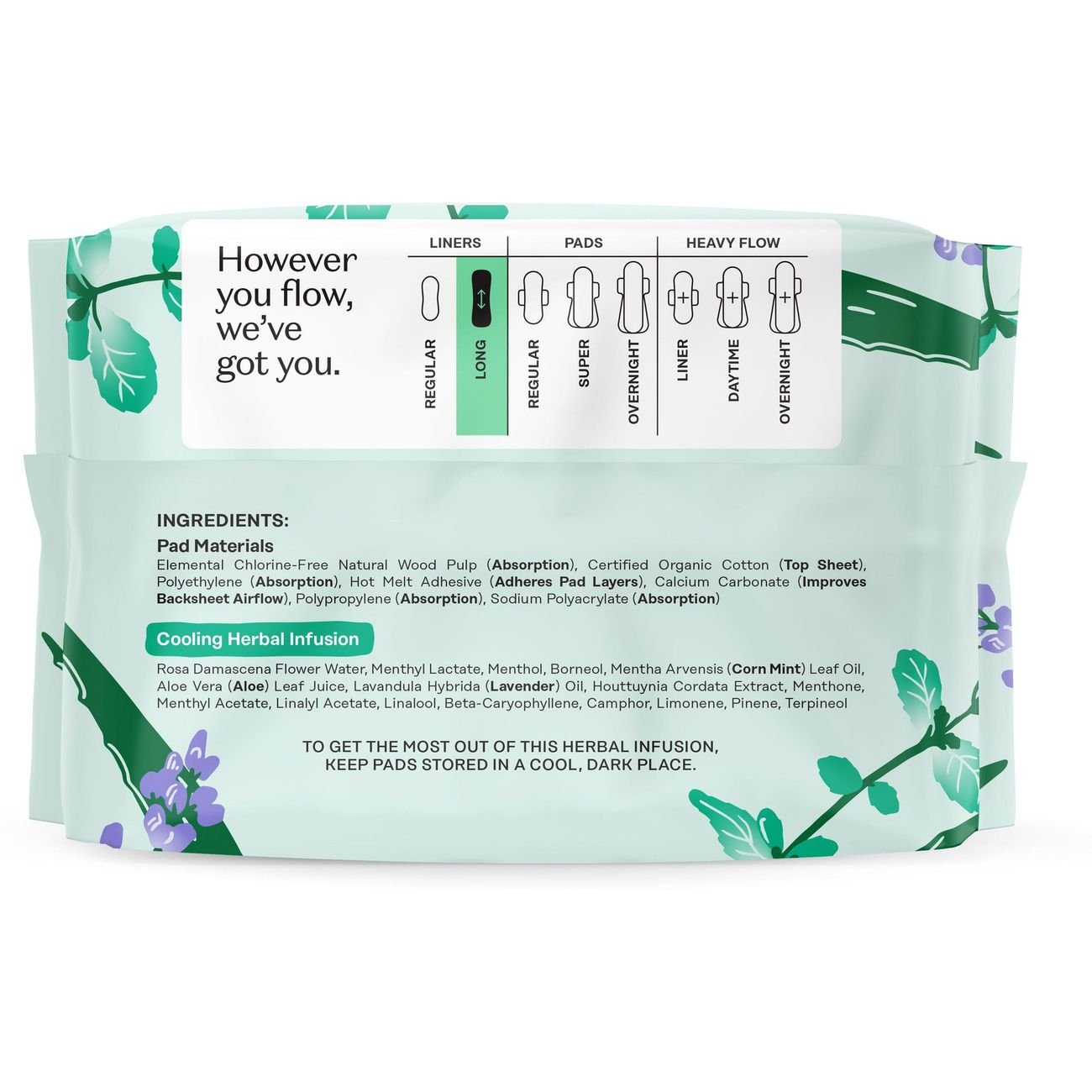 The Honey Pot 100% Organic Cooling Herbal Long Panty Liners