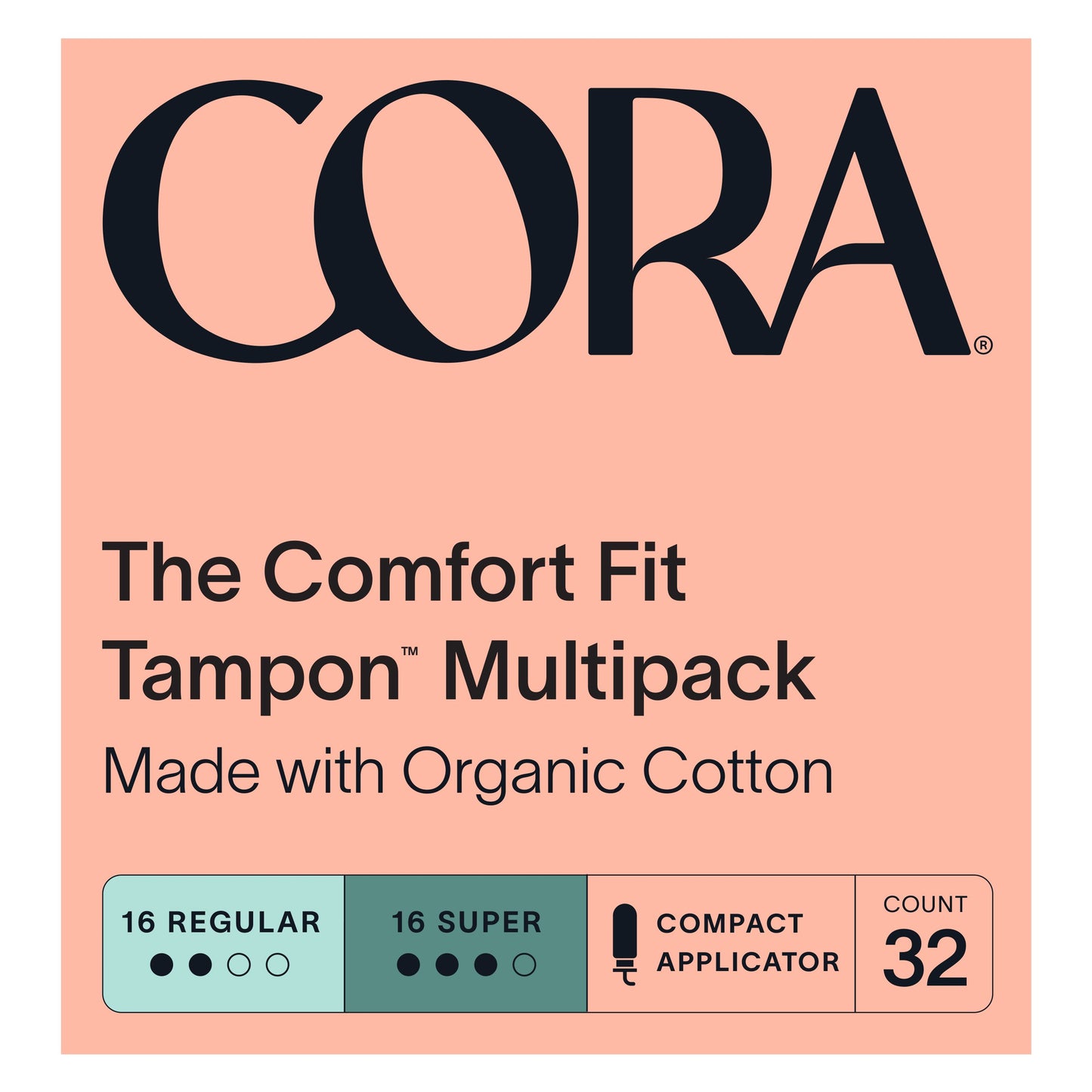 Cora The Comfort Fit Organic Cotton Tampons - Regular & Super Multipack