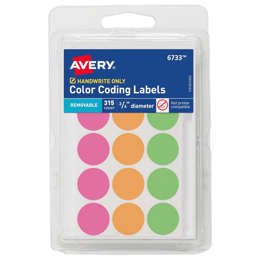 Avery Neon Color Coding Dot Labels
