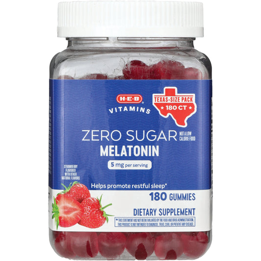 HEB Vitamins Zero Sugar Melatonin 5 mg Gummies - Strawberry, Texas-Size Pack
