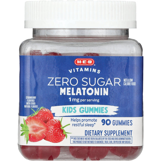 HEB Vitamins Kids Zero Sugar Melatonin 1 mg Gummies - Strawberry