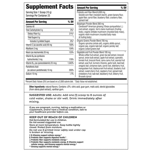 Benefiber Prebiotic Fiber + Supergreens Dietary Supplement, Watermelon Lemonade