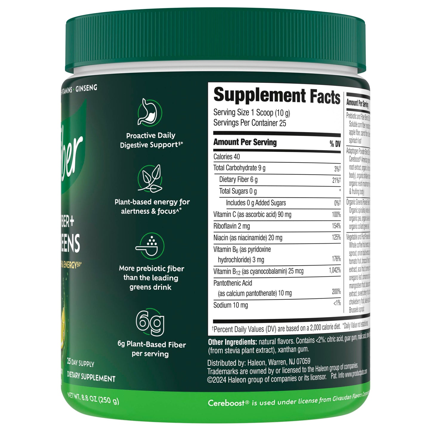 Benefiber Prebiotic Fiber + Supergreens Dietary Supplement, Watermelon Lemonade
