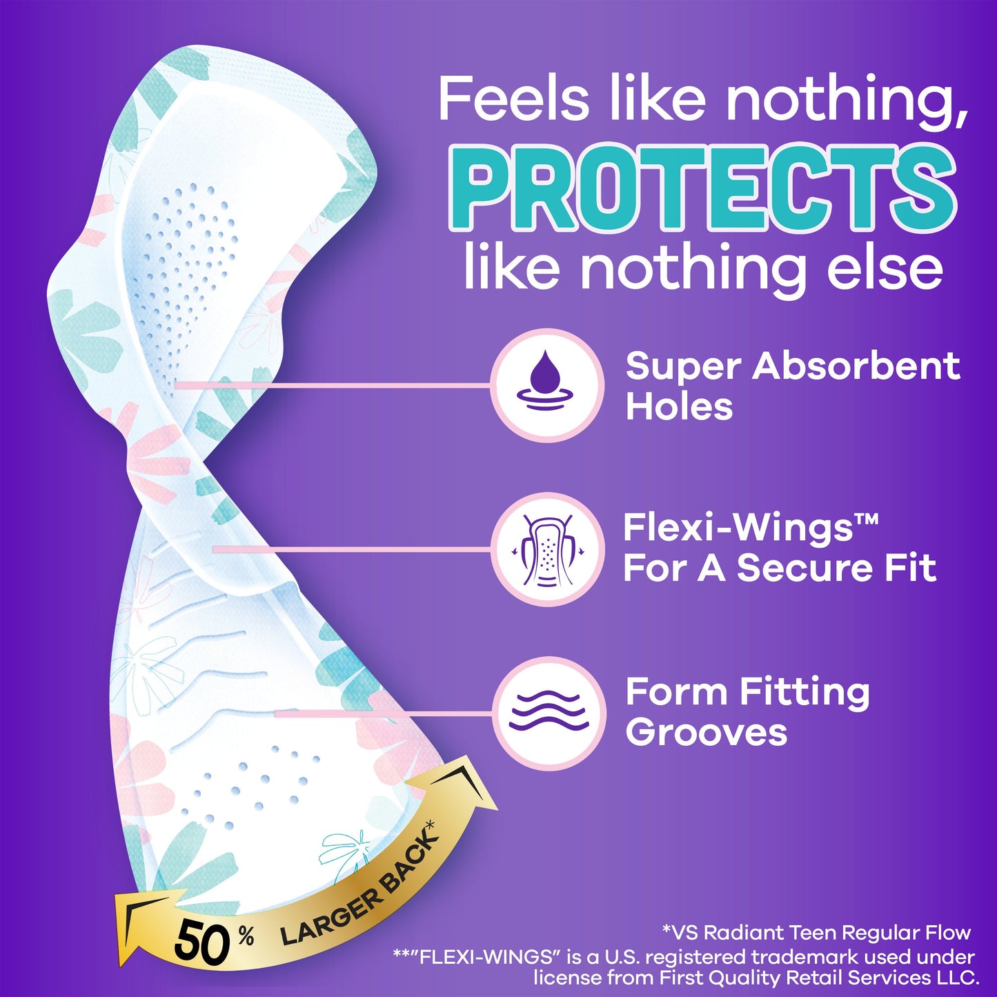 Always Teen Radiant Flexfoam Pads with Wings - Overnight