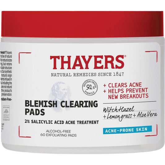 Thayers Witch Hazel Blemish Clearing Toner Pads with Salicylic Acid Acne Treatment