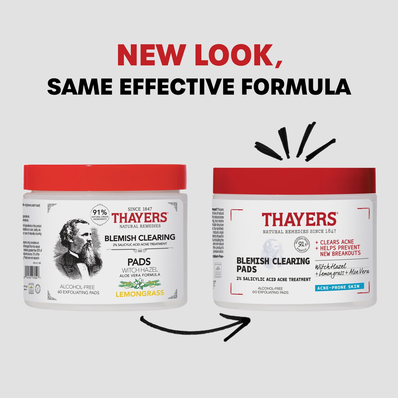 Thayers Witch Hazel Blemish Clearing Toner Pads with Salicylic Acid Acne Treatment