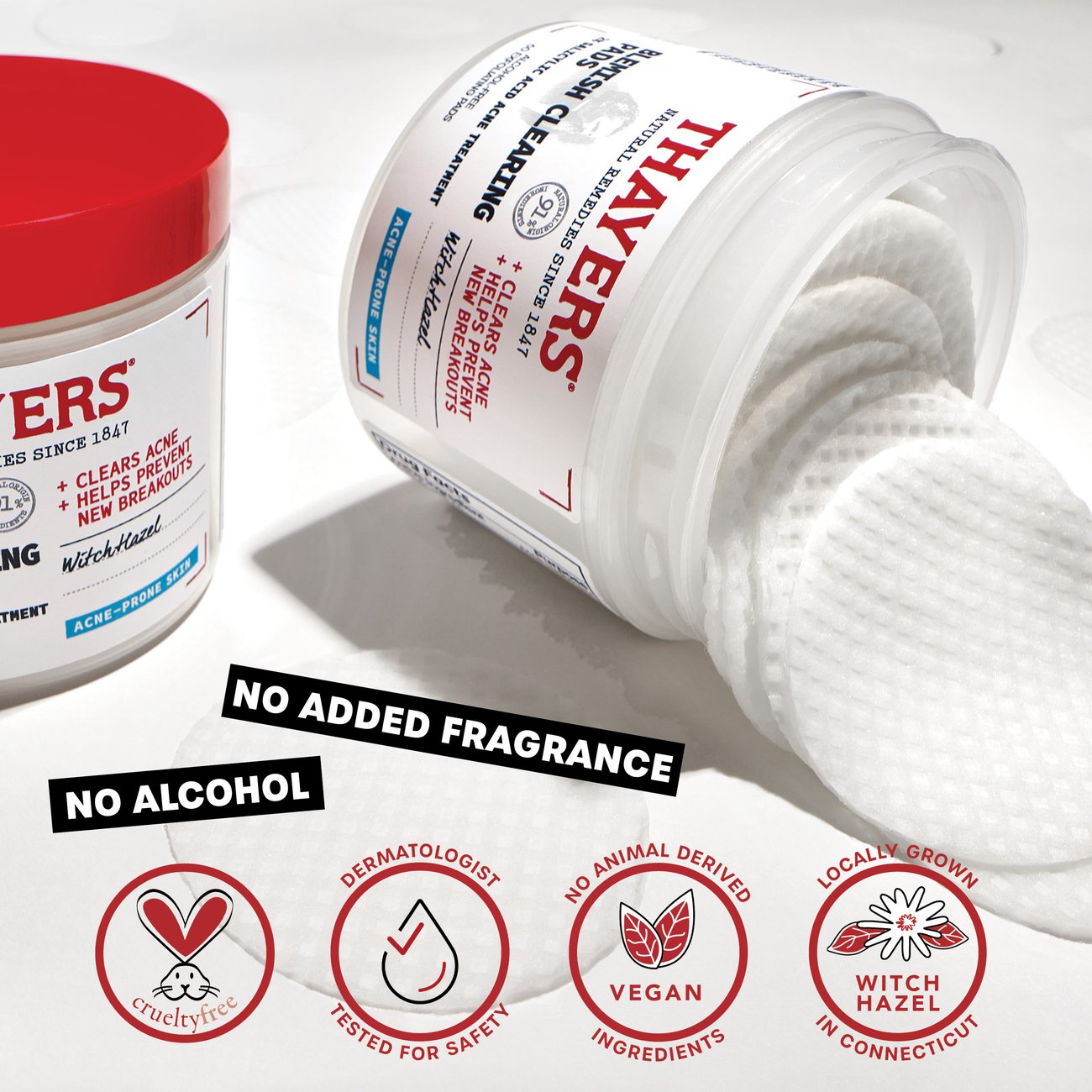 Thayers Witch Hazel Blemish Clearing Toner Pads with Salicylic Acid Acne Treatment
