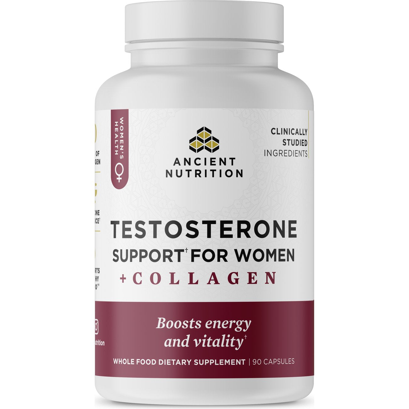 Ancient Nutrition Women's Testosterone Support + Collagen Capsules