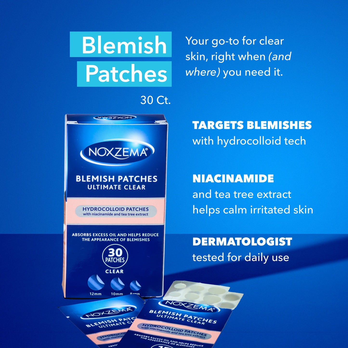 Noxzema Ultimate Clear Hydrocolloid Acne Pimple Patches with Niacinamide & Tea Tree Extract