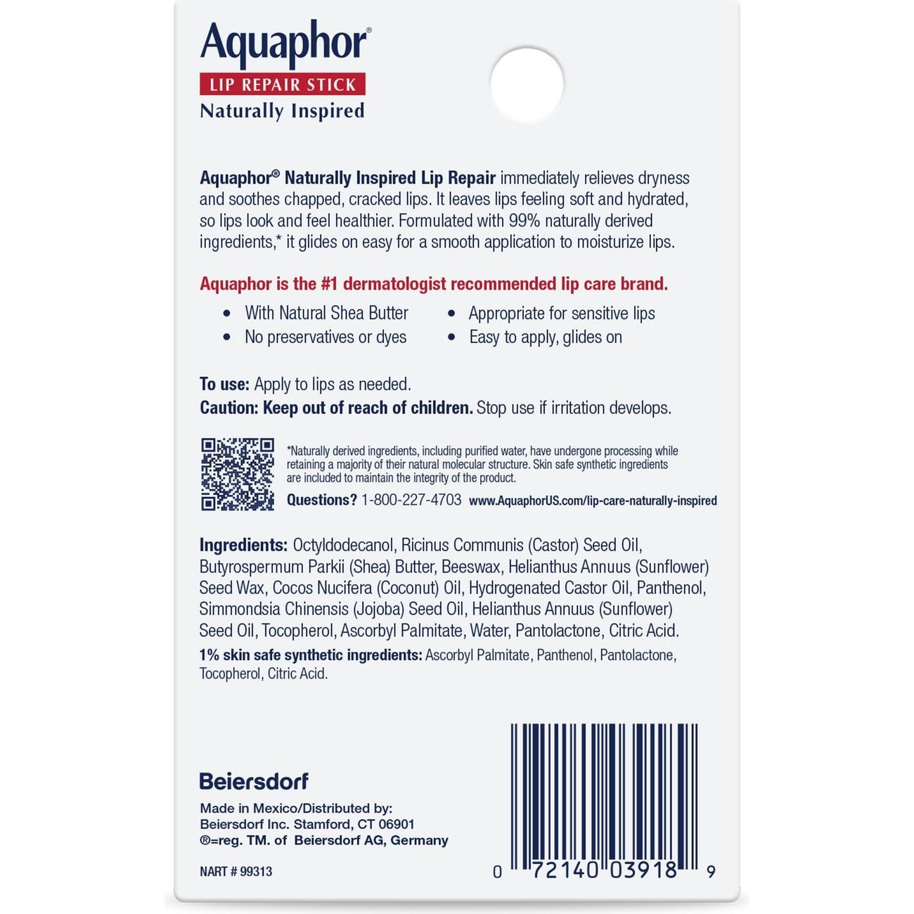 Aquaphor Lip Repair Stick - Coconut, 2 pk