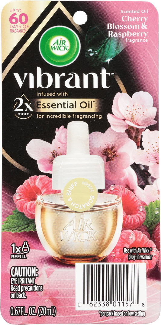 Air Wick Scented Oil Refill Plug In Air Freshener - Vibrant Cherry Blossom & Raspberry