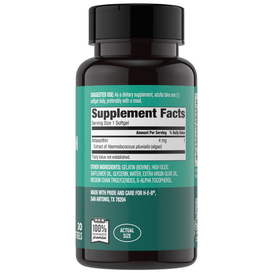 H-E-B Herbals Astaxanthin 4 mg Antioxidant Softgels