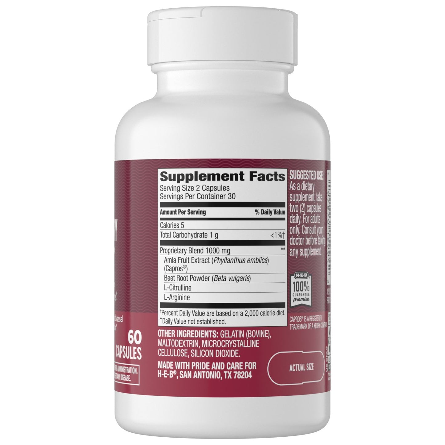 H-E-B Vitamins Circulatory Support  with Beet Root Powder Capsules