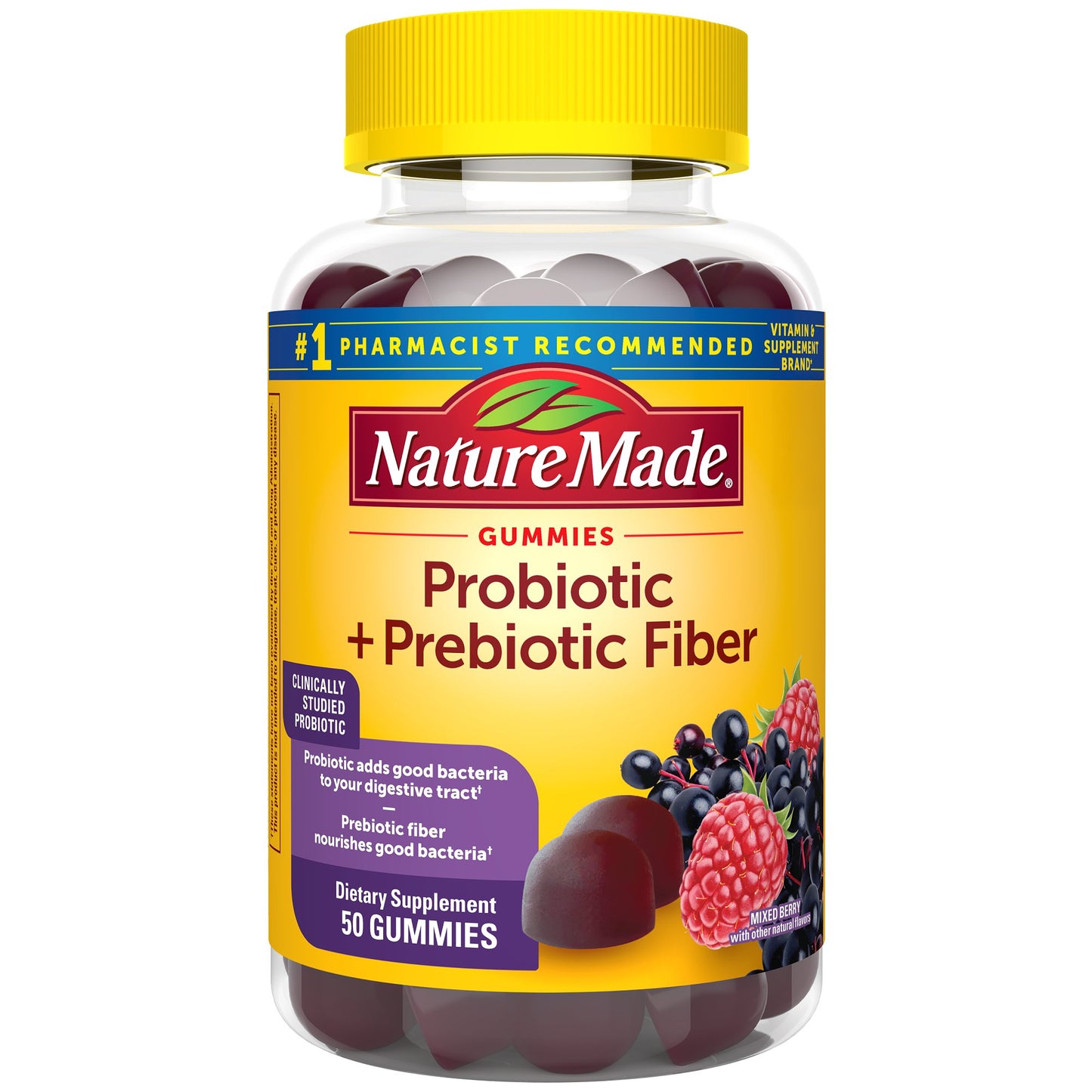 Nature Made Probiotic & Prebiotic Fiber Gummies - Mixed Berry